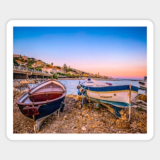 Summer Sunset Boats Beach Magnet